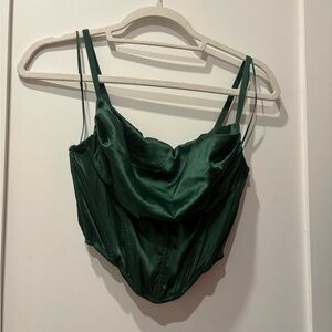 Urban Outfitters Dark Green Satin Bustier